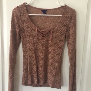 Pink/brown lacy top